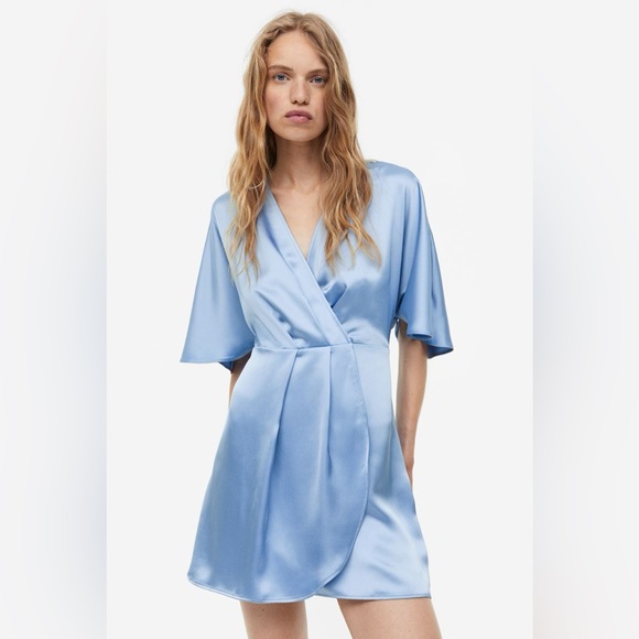 H&M Satin-wrap Front Dress - Picture 1 of 6
